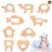 Baby wood pouring ring toys 9 pieces of wooden ring trailer natural wood bite ring animal baby teeth toys teething problems toys diy handmade trailer