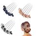 DHWEKU Rhinestone Hair Comb Hair Accessories Comb 3 Pieces Butterflies and Flowers Hair Comb with Rhinestones 3 Colours Bridal Hair Accessories Hair Side Comb for Women and Girls