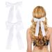 2 Pack Hair Bows for Girls and Women Large Bow Hair Clips Hair Barrette with Long Silky Satin White Hair Accessories for Girls(White)