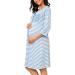 Marvmys Maternity Nightdress For Hospital Breastfeeding Nightwear 3/4 Length Sleeves Nursing Nightgown Button Down Sleep Shirt V Neck Pajama Soft Loungwear For Pregnant Women A-blue XL