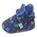 Dotty Fish Cotton Baby Booties with Suede Sole. Warm Fleece Lining. Non-Slip Pram Shoes. Stay On Slippers. From 0-18 months. Boys Girls Unisex. Winter First Shoes. 12-18 Months Navy Blue With Dinosaurs