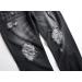Retro Ripped Slim Jeans Men Regular Fit Distressed Vintage Denim Black 34 - Buy Online on SooperMarket.com