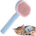 Cat brush self-cleaning pet brush for long hair and short hair removes loose fur and dirt blue