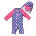 BONVERANO Baby Girls Swimsuit Toddler Bathing Suit Long-Sleeve Zipper One Piece Swimwear with UPF 50+ Sun Protection 3-6 Months Purple 2