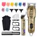 Vsmooth Professional Hair Clippers for Men Zero Gapped Trimmer Cordless Barber Clippers Electric Hair Cutting Grooming Waterproof Clipper Rechargeable Beard Trimmer Adjustable Detail Haircut Kit(Gold)
