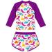 Girls Purple Dinosaur Two Piece Swimsuit Set | UPF 50+ Protection | Ages 4-10 - Buy Online on SooperMarket.com