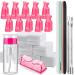 Fandamei nail polish remover tools set nail clips caps pink 500 pieces cotton pads for gelails nail shaver stainless steel 2 pieces of nail file pink nail brush 100ml empty pump donor bottle