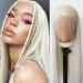 Towarm Platinum Blonde Wig Long Straight Synthetic Lace Front Wigs Pre Plucked Natural Hairline with Baby Hair for Black Women Heat Resistant Fiber Hair Cosplay Daily Wear Wig (Platinum Blonde)