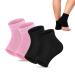 2 Pairs Moisturizing Gel Heel Socks Soft Ventilate Gel Heel Socks Open Toe Socks for Dry Hard Cracked Skin Moisturizing Day Night Care Skin (Black and Pink) 2p Black_pink