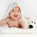 Soft White Baby Hooded Bath Towel with Elephant & Rabbit Embroidery | 100% Cotton | Perfect Baby Shower Gift | 75cm x 75cm - Buy Online on SooperMarket.com
