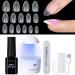 Tomicca nail tips and glue gel kit gel nail x extension set nail tips and glue gel nail kit 8 in 1 nail glue 240pcs soft gel full cover nail tips nail extension uv lampe short almond 1.almond short