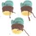 Kids Toddlers Knitted Fleece-Lined Mittens with String - Green | Winter Warm Cartoon Gloves for Ages 0-3 - Buy Online on SooperMarket.com