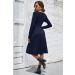 Ouges Women's Spring Casual Midi Dress with Long Sleeve and Pockets - XL Navy - Buy Online on SooperMarket.com