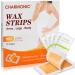 Charmonic Wax Strips for Hair Removal 100 Counts Hair Remover Waxing Strips Waxing Kit for Bikini Neck Brazilian and Leg Quick & Painless Body Wax Strip for Women & Men Contains 10 After-Wax Wipes