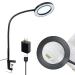 LED Magnifying Glass Desk Lamp 3 Modes and 10 Levels of Dimming 5X Magnifying Light Gooseneck Light with Clamp for Reading Handicrafts Precision Equipment Maintenance Workbench Closed Work