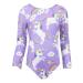 TENVDA Girls Leotards for Gymnastics Outfits Sparkle Kids One-Piece Colorful Dancewear Size 2-12 Years Old Purple-unicorn 6-7 Years