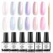 Modelones Pearl Gel Nail Polish 6 Colors Aurora Iridescent Shimmer White Pink Purple Mermaid Nail Drawing Gel Polish Soak Off Spring Gel Polish Swirl Shell Thread Effect DIY Manicure Gifts