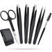 6 Pack Tweezers for Women DOMAXCAI Upgraded Eyebrow Tweezers Great Precision Tweezer Set with Case Professional Tweezers for Eyebrows Facial Hair Splinter and Ingrown Hair Removal Black