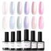 Modelones Pearl Gel Nail Polish 6 Colors Aurora Iridescent Shimmer White Pink Purple Mermaid Nail Drawing Gel Polish Soak Off UV Gel Led Spring Gel Polish Swirl Shell Thread Effect DIY Manicure Gifts