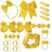 45Pcs Yellow School Girls Hair Accessories Kit Yellow Bow Headband Hair Clips Ponytail Holder Bow Hair Barrettes Hair Accessories for Girl Birthday Gift