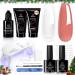 Beetles Poly Nail Extension Gel with Uv Light Starter Kit- 2 Colors Clear Pink Colors All In One Kit Poly Nails Gel Set Builder
