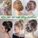 Golden & Bleach Blond Updo Ponytail Hair Extension | Messy Bun Scrunchie Curly Wavy Hairpiece for Women - 35g - Buy Online on SooperMarket.com