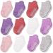 CozyWay Baby Non-Slip Baby Socks Toddler Socks With Grippers Ankle Style 6-12 Months Girls 12 Pairs