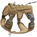 Auroth Tactical Anti Pull Dog Harness Adjustable Breathable Pet Vest Harness for Medium Large Dog Reflective Military Materials Size L Green Brown Army Green L(Neck: 46-74cm Chest:61-94cm)