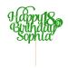 Cake Topper Personalised Cake Topper Happy Birthday Cake Toppers Cake Decorations Double Sided Glitter Cake Topper for 1st 10th 16th 18th 20th 21st 30th 40th 50th 60th 70th 80th(Green)