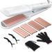 4 in 1 Hair Crimper Straightener and Curling Iron: Ceramic Flat Crimping Plates Volumizing Tool with 15s Fast Heating (White)