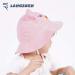 LANGZHEN Baby Girls Beach Sun Hat with Chin Strap - Pink Cat Design | Adjustable Wide Brim Toddler Kids Hat for Sun Protection | Ages 4-6 - Buy Online on SooperMarket.com