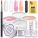Saviland Builder Nail Gel Kit - 4 Colors Clear Nudes White Pink Hard Gel for Nail Strengthen Nail Extension Gel Kit with 100PCS Nail Forms and Acrylic Nail Brush for Beginners & Professionals 4 Colors Builder Nail Gels Kit