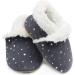 Dotty Fish Suede Baby Slippers | Warm Fleece Lined Infant Toddler Shoes | Non-Slip Soft Sole Boys Girls | Silver Stars 0-6 Months - 5-6 Years - Buy Online on SooperMarket.com