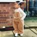 Flannel Winter Kids Suspender Pants | Warm Toddler Overalls for Boys & Girls | Cotton Leggings | Brown | Size 3-4T - Buy Online on SooperMarket.com