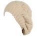 BYOS Women Mid-Weight Slouchy Leafy Cutout Crochet Soft Knit French Beret Hat Beige Leafy