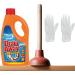 Drain Unblocker Set - Bundle Includes Duzzit Unblocker Liquid Sink Toilet Plunger and Pair of Gloves - Heavy Duty Set Clears blocked Drains Sink Bath and Showers - Buy Online on SooperMarket.com