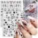 Retro Flower Nail Art Stickers - 12 Sheets Self-Adhesive Decals for DIY Nail Design - Vintage Floral Vine Letters in Black and White - Nail Supplies for Women - Buy Online on SooperMarket.com