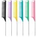 6Pcs Metal Rat Tail Combs Fine Tooth Rattail Comb Parting Combs with Stainless Steel Pintail for Braiding Hair Sectioning Teasing Styling(8.66 Inch)