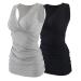 ZUMIY Maternity Nursing Top Pregnant Breastfeeding Shirt Women's Cotton V Neck Ruched Waist Double Layered Tank S Black+grey/2-pk