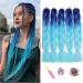 Showjarlly jumbo braid art hair hair ombre braid extension 24 inch KanCalon hair braid extensions 5 pieces for crochet twist lichen hair box braid for braid braids king blue/sky blue# 61cm-24 inch (5 Pack) royal blue/sky blue