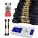 DMC Black Embroidery Floss 6 Strand Cotton Black Thread 12/Pack Bundle with1Skein of Each DMC Black Brown and DMC Black Avocado with a Set of DMC Cross Stitch Needles Black Premium String/Yarn
