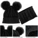 CheChury Toddler Hat and Scarf Set - Baby Knit Pom Beanie Cap with Circle Loop Scarf Neckwarmer for 1-3 Years - Black - Buy Online on SooperMarket.com