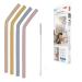 Silicon straws for toddlers and children |From 24 months |Set made of 4 straws in bright colors |Including practical cleaning brush