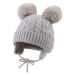 XIAOHAWANG Warm Kids Beanie Winter Knitted Baby Hat for Boys Girls Infant Toddler Toque with Pompom 2-6 Years Gray