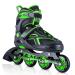 2PM SPORTS Torinx Orange/Red/Green Black Boys Adjustable Inline Skates, Fun Roller Blades for Kids, Beginner Roller Skates for Girls, Men and Ladies Green Large - Youth (4-7 US)