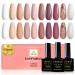 Yueshop White Beige Collection Gel Nail Polish Set 6 Colors Nude Pink Brown Natural Skin Tone Nail Plish All Season Gel Nail Polishes Kit Soak off UV LED Lamp Nail Starter Nail Art Manicure 6 x 8ml