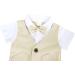 AmzBarley Baby Boys Gentlemans Suit | Dress Shirt, Pants, Vest, Bowtie Rompers | Khaki 6-12 Months - Buy Online on SooperMarket.com