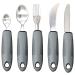 Adaptive Utensils (5-Pieces) Adaptive Utensils for Elderly Arthritis Parkinsons and Handicapped Stainless Steel and Dishwasher Safe - Grey
