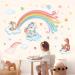 wondever Rainbow Animals Wall Stickers Elephant Rabbit Fox Clounds Peel and Stick Wall Art Decals for Baby Nursery Kids Bedroom Classroom