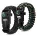 Zsmjaer 2 pieces set survival bracelet multifunction paracord bracelet survival bracelet pipe flint compass black-green for outdoor activities